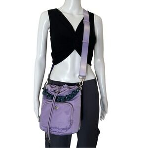 Kipling X Victoria Tang Bucket Crossbody Shoulder Bag Ice Lavender Teal Chain